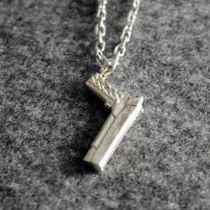 gun forty five earrings, alternate view